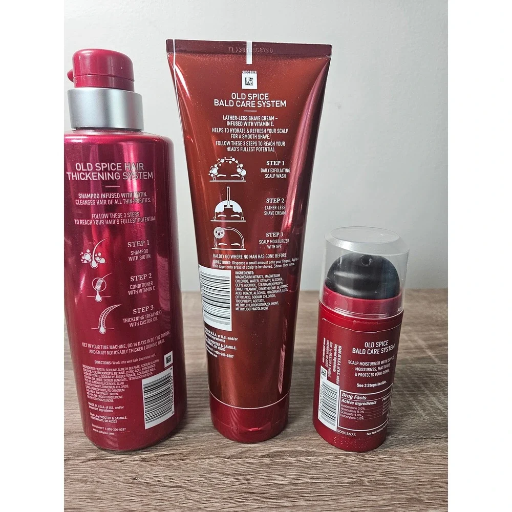 Old Spice Thickening Shampoo Biotin Bald Care Shave Cream Scalp Moisturizer